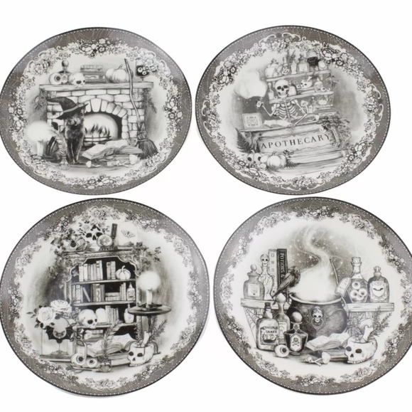 Eaton Fine Dining Apothecary Shop Appetizer  Desert Plates Set of 4 Halloween - Picture 3 of 3